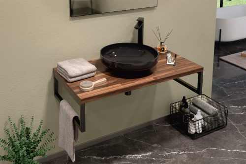 Консоль под раковину Orka Kestel 3001038 92х50х21 подвесная цвет коричневый/черный - фото 3