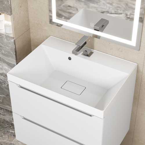 Раковина из литьевого мрамора Uperwood Classic New 291021024 60х45 полувстраиваемая цвет белый - фото 2