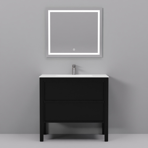 Тумба с раковиной+зеркало Art Decco Elisa (Элиса) AES09F78S1MF 90x45x85 напольная цвет черный дуб - фото 2