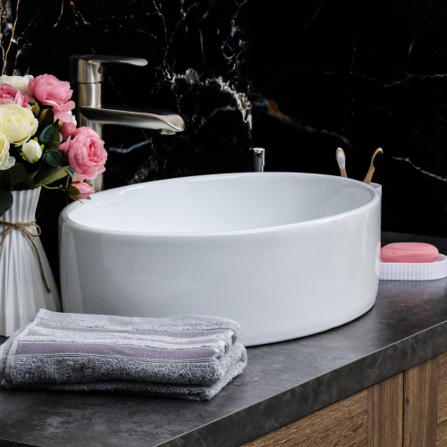 Раковина из сантехнического фарфора Melana 7151-805 50х36 накладная цвет белый без отверстий под смеситель - фото 5