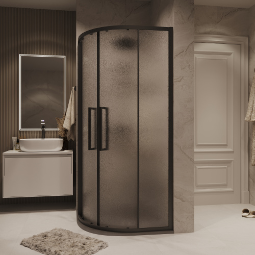 Душевой уголок Grossman Cosmo 301.K33.02.9090.21.02 90х90 стекло текстурное профиль черный матовый без поддона - фото 3