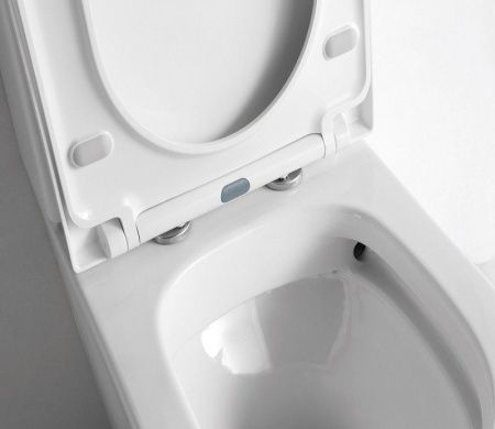 Унитаз напольный с бачком CeramaLux 2178 белый с сиденьем микролифт безободковый каскадный смыв