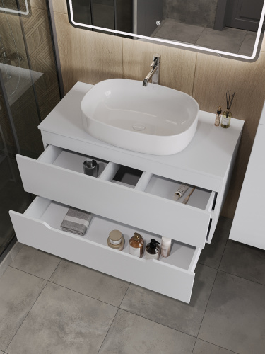 Тумба с раковиной Orange Line Li-100TuwMDF+B08-600W 101х46х69 - фото 4