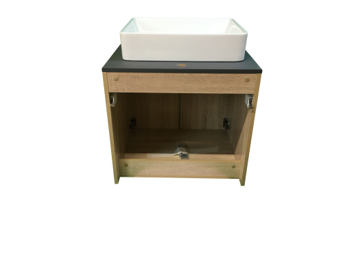 Тумба с раковиной Sintesi STL.W7023_SIN-LVB-APP-407 60х55х50 подвесная цвет темно-серый/коричневый/белый - фото 2