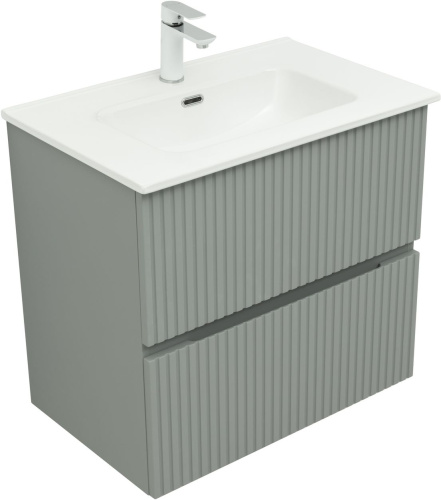 Тумба под раковину Aquanet Джейн 00313317 69х44х64 напольная/подвесная цвет зеленый/серый - фото 3