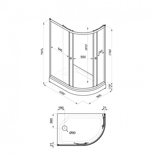 Душевой уголок Тритон Коралл Щ0000061780 120х80 стекло прозраное с узором профиль белый с поддоном - фото 2