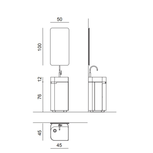 Тумба с раковиной Oasis Profilo 0PFBFS0451D1 45х45х88 - фото 2