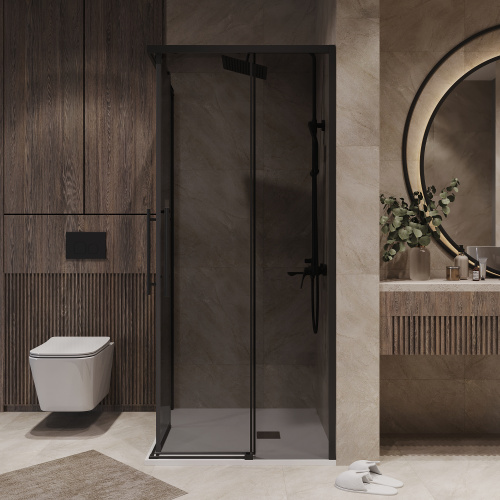 Душевой уголок Niagara Nova NG-2829-34BLACK 90х90 стекло тонированное профиль черный матовый без поддона - фото 4