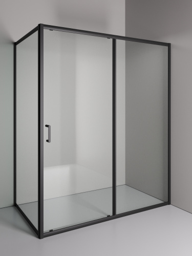 Душевой уголок Orange E23-16090TB 161х89 стекло прозрачное профиль черный без поддона - фото 2
