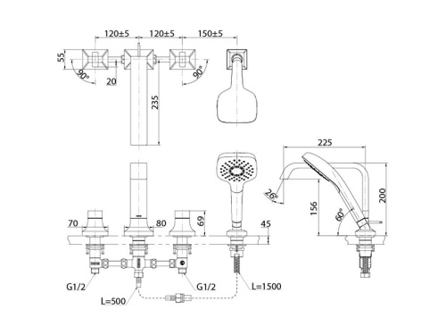 Смеситель Toto TBG08202R на борт ванны хром - фото 2
