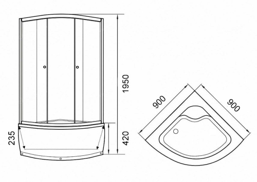 Душевой уголок Parly ZF90 90х90 стекло матовое профиль белый с поддоном - фото 2