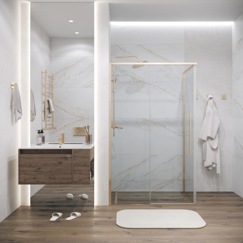 Душевая перегородка Grossman Galaxy 200.K33.01.80.32.00 80х195 стекло прозрачное профиль золото глянцевое - фото 4