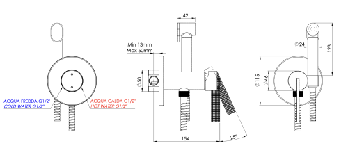 Гигиенический душ со смесителем Daniel ANC645BP4DCRP медь брашированная - фото 2