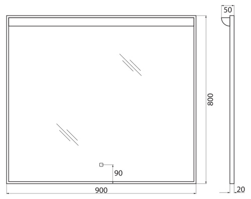 Зеркало в ванную BelBagno Uno SPC-UNO-900-800-TCH 90х80 цвет хром - фото 5