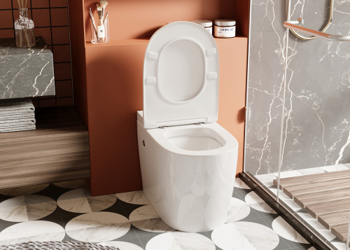 Унитаз приставной Abber Bequem AC1115P белый с сиденьем микролифт импульсный смыв - фото 4