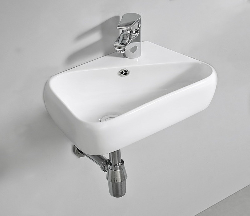 Раковина из санфаянса CeramaLux 9275L 45х28 подвесная цвет белый 1 отверстие под смеситель - фото 3