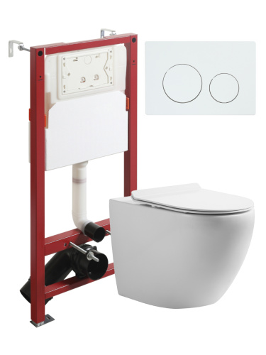 Комплект унитаз с инсталляцией и клавишей смыва Orange CI07-100W+APB188 - фото 2