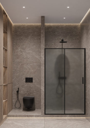 Душевая дверь Timo T02 120х195 стекло матовое профиль черный - фото 2