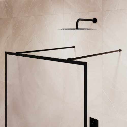 Душевая перегородка RGW Walk In 35101712-84 120х200 стекло с рисунком профиль черный - фото 4