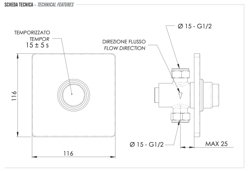 Кран порционный для душа Remer Tempor TE30Q - фото 2
