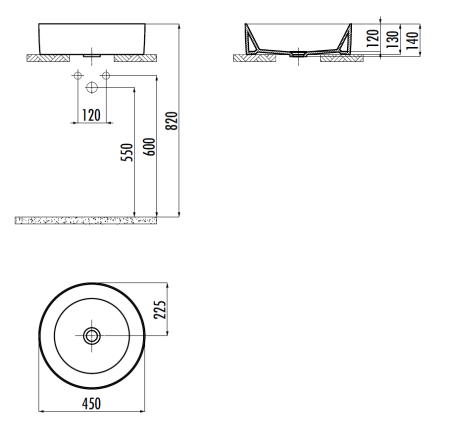 Раковина из сантехнического фарфора Creavit Nice NC045-00CB00E-0000 50х50 накладная цвет белый