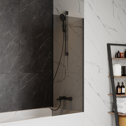 Шторка на ванну Teymi Timo T00272 60х140 стекло тонированное профиль черный ориентация универсальная - фото 4