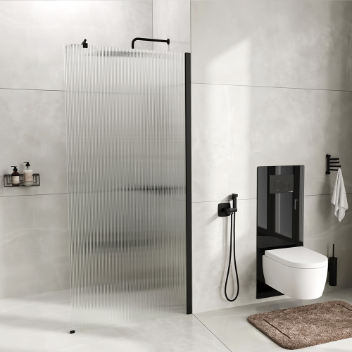 Душевая перегородка WasserKRAFT Rur 30W 30W40MB-FL 120х200 стекло рифленое профиль черный матовый - фото 2