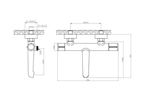 Смеситель BelBagno UNO UNO-VASM-NERO настенный черный матовый - фото 4