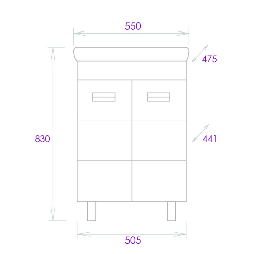 Тумба под раковину Onika Балтика 105552 51х44х67 напольная - фото 3