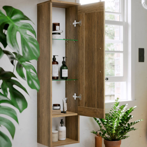 Шкаф-пенал Aqwella Y CRF0503DB 31х25х127 подвесной цвет коричневый - фото 3