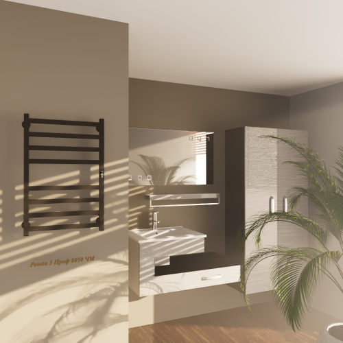 Полотенцесушитель Altasan РондаПроф Ронда3Проф8050ЧМ подвесной 53х81 электрический черный муар - фото 2