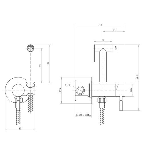 Гигиенический душ со смесителем Fashun A57803 сатин - фото 3
