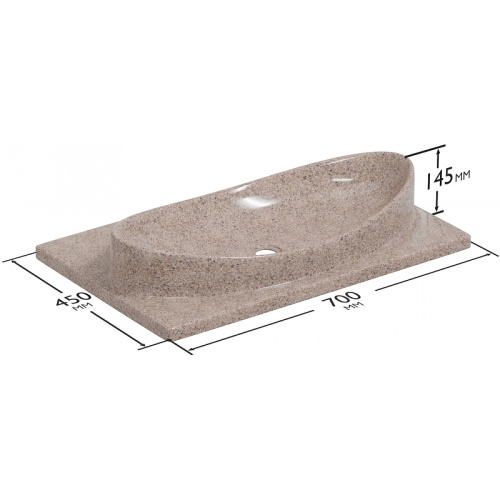 Раковина из искусственного камня СанТа 900142 70х45 подвесная цвет речной песок 1 отверстие под смеситель - фото 5