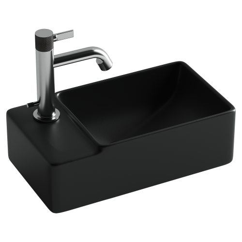 Раковина из сантехнического фарфора Ceramica Nova ELEMENT CN5046MB 40х22 подвесная цвет черный матовый 1 отверстие под смеситель - фото 4