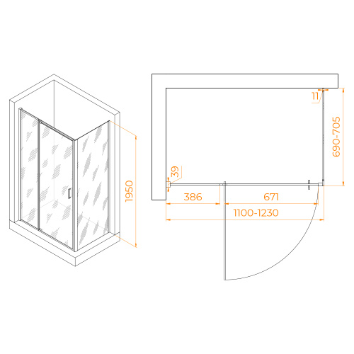 Душевой уголок RGW Passage 350807817-14 110х70 стекло прозрачное профиль черный без поддона - фото 2
