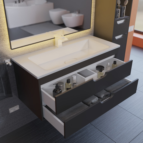 Тумба с раковиной Uperwood UPD Modul 393020553 97х45х57 цвет черный матовый - фото 4