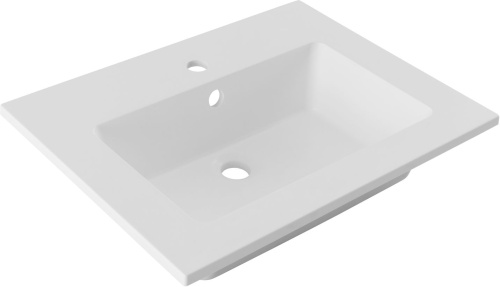 Раковина из литьевого мрамора Aquanet Текла 00328984 61х46 полувстраиваемая цвет белый 1 отверстие под смеситель - фото 5