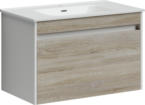Тумба под раковину Sancos Smart SM80E 79х45х50 подвесная цвет дуб бардолино/белый - фото 2