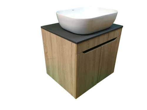 Тумба с раковиной Sintesi STL.W7023_SIN-LVB-APP-403 60х55х50 подвесная цвет темно-серый/коричневый/белый - фото 2