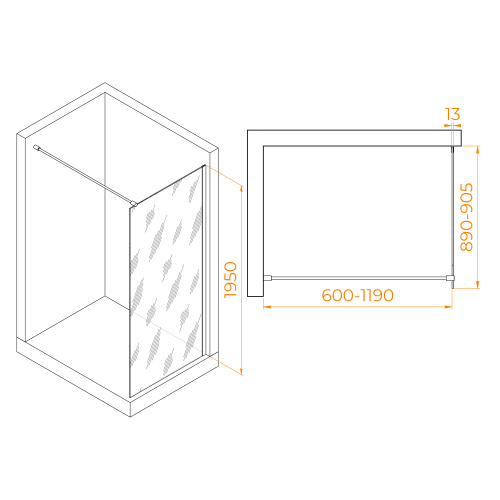 Душевая перегородка RGW Walk In 351001009-11 90х195 стекло прозрачное профиль хром глянцевый - фото 2