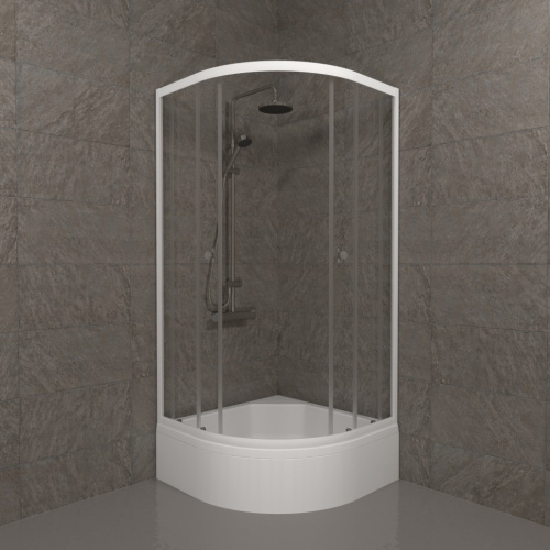 Душевой уголок Тритон Ультра Щ0000061812 90х90 стекло прозрачное профиль белый с поддоном - фото 2