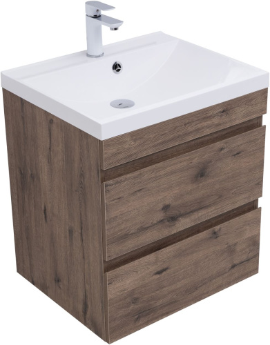 Тумба под раковину Aquanet Нота NEW 00334191 57х47х61 подвесная цвет темное дерево - фото 3