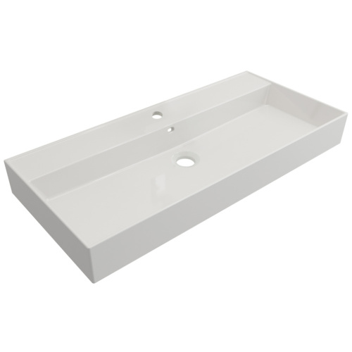 Раковина керамическая Cezares MOLVENO 46 CZR-MIL-100-LVB 100х47 подвесная цвет белый 1 отверстие под смеситель - фото 2