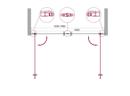 Душевая дверь BelBagno ETNA ETNA-B-2-200-C-Cr 200х195 стекло прозрачное профиль хром глянцевый - фото 2