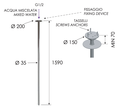 Излив Remer 91VN2 потолочный хром - фото 2