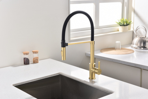 Смеситель для кухни Paulmark HALT Ha214021-LG на раковину светлое брашированное золото - фото 2