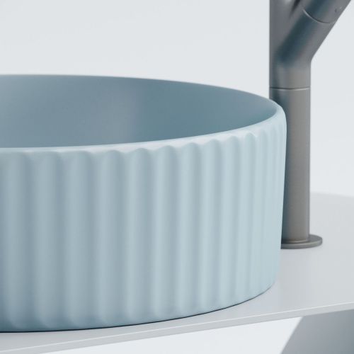 Раковина из сантехнического фарфора Ceramica Nova ELEMENT CN6057ML 40х40 накладная цвет синий без отверстий под смеситель - фото 2