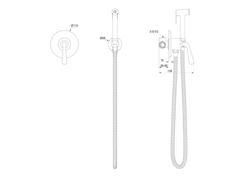 Гигиенический душ со смесителем Wonzon & Woghand Steam WW-88849008-MB черный - фото 2