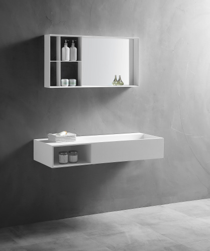 Тумба с раковиной Abber AS2640-1.2 L 120х46х20 подвесная цвет белый матовый - фото 5
