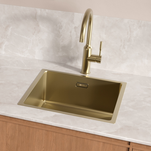 Кухонная мойка LeMark Olanga 440 9938122 44х44 цвет светлое золото - фото 4